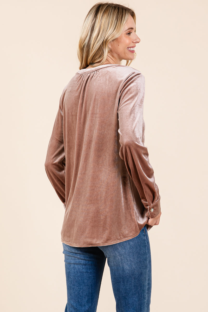 Button Down Long Sleeve Velvet Shirts Tops