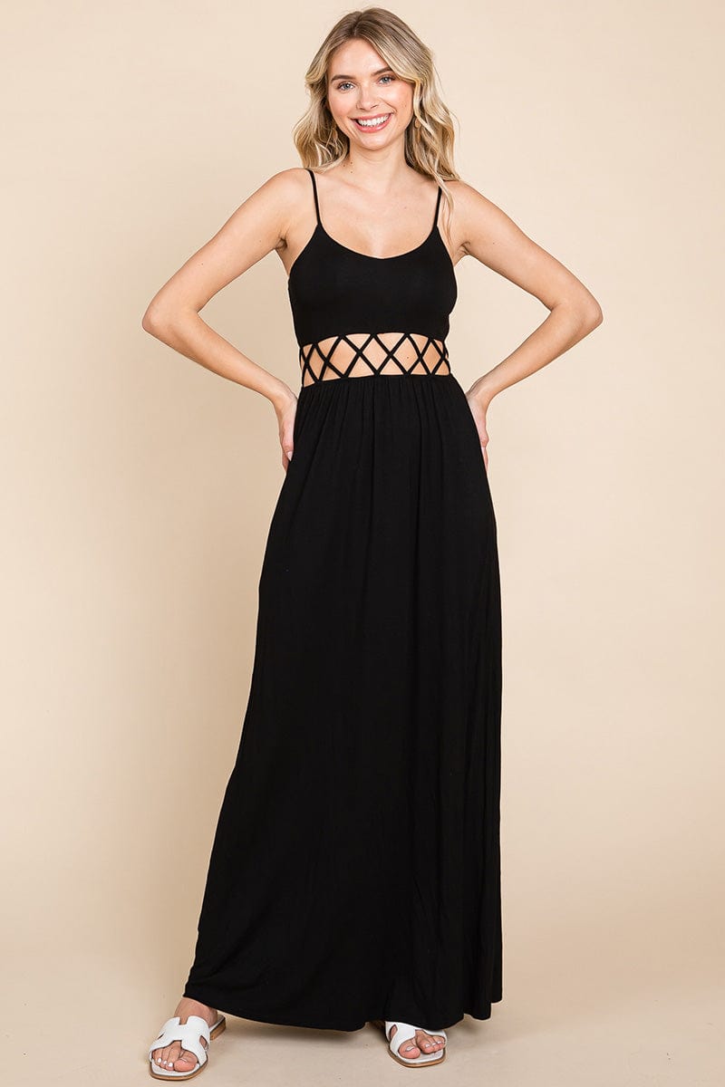 Cut Out Waist Jersey Maxi Dress