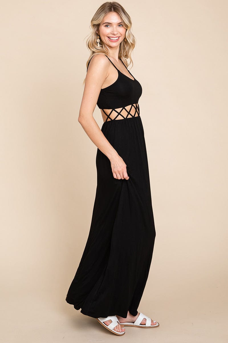 Cut Out Waist Jersey Maxi Dress