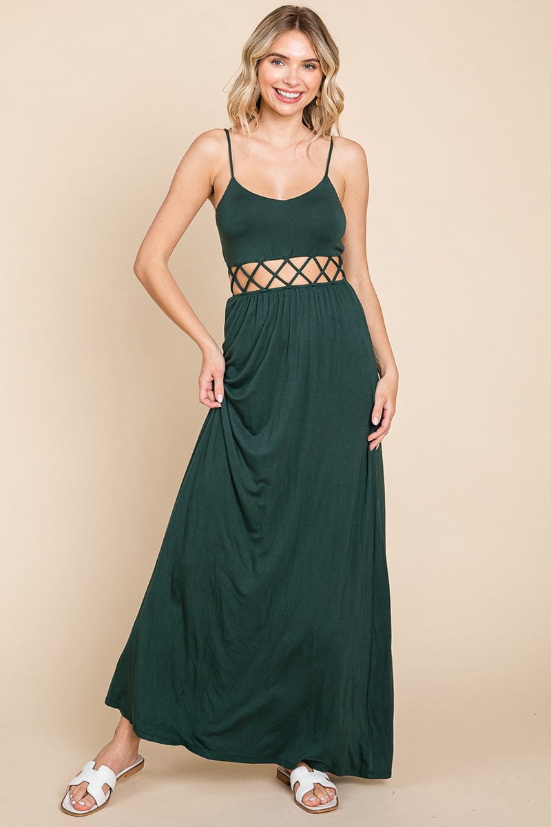 Cut Out Waist Jersey Maxi Dress