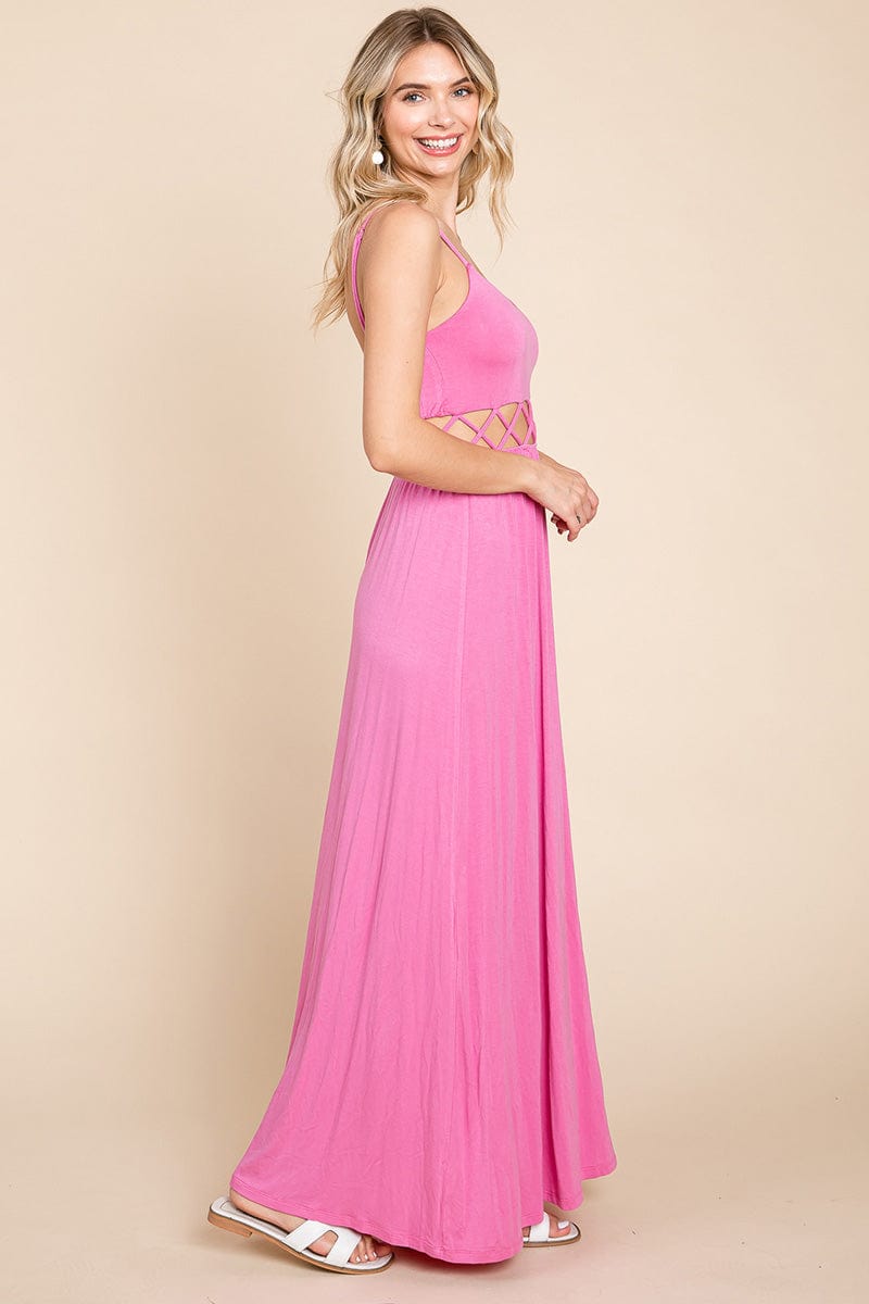 Cut Out Waist Jersey Maxi Dress