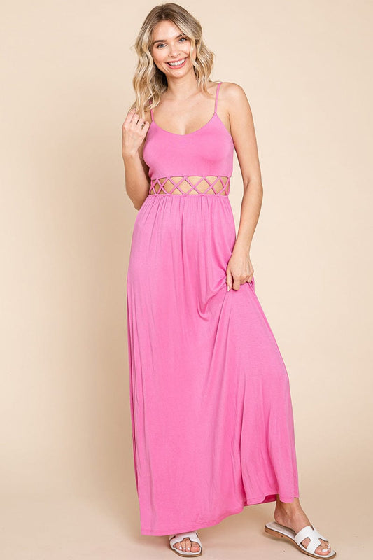 Cut Out Waist Jersey Maxi Dress