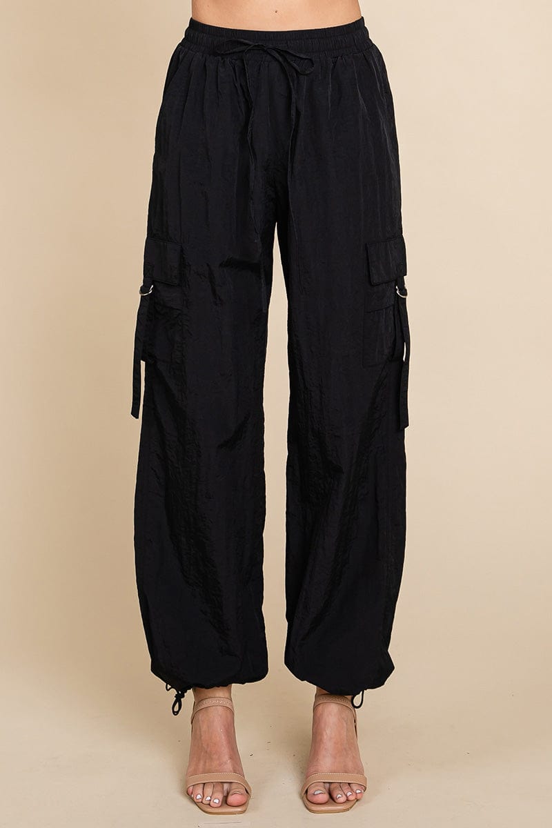 Drawstring Elastic Waist Cargo Pants with Pockets