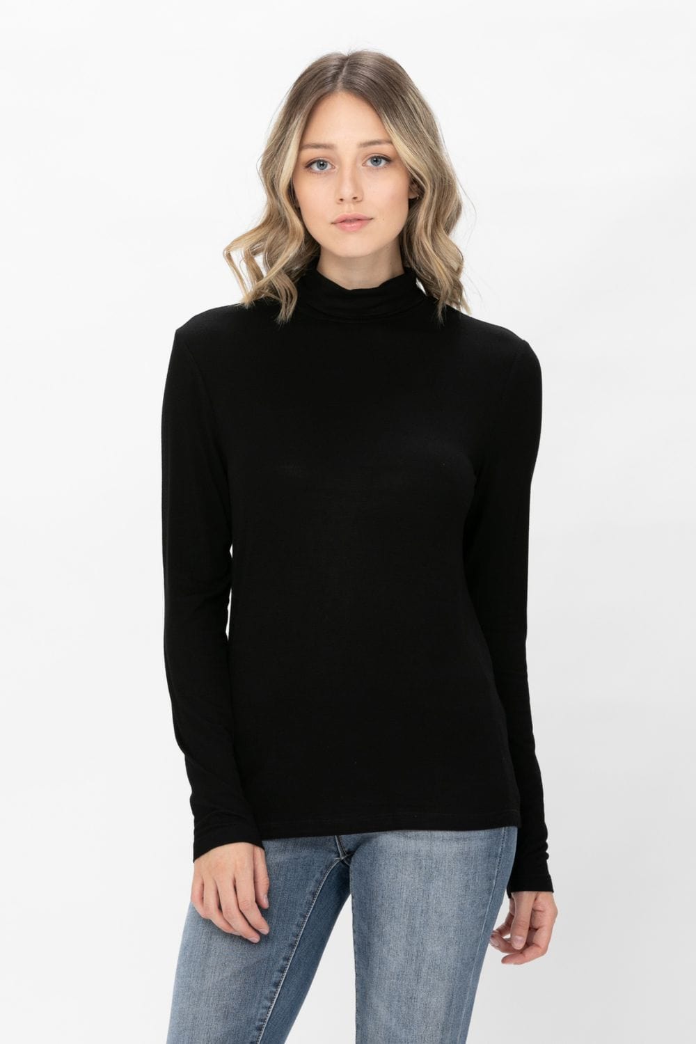 Long Sleeve Turtleneck Lightweight Soft Slim Active Shirt Jersey