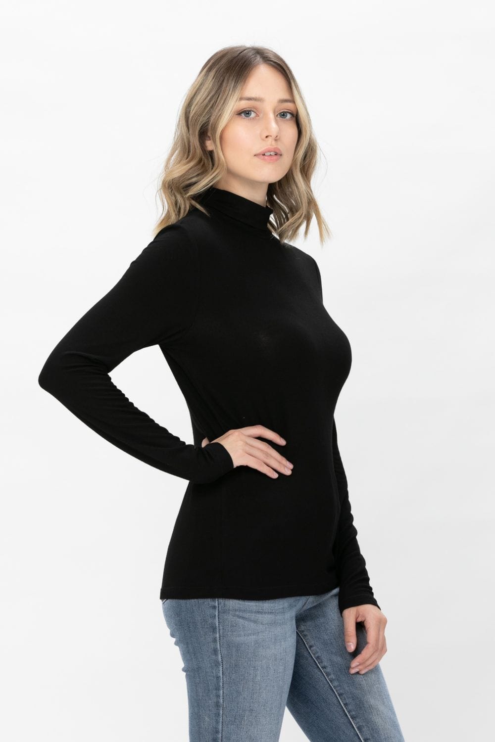 Long Sleeve Turtleneck Lightweight Soft Slim Active Shirt Jersey