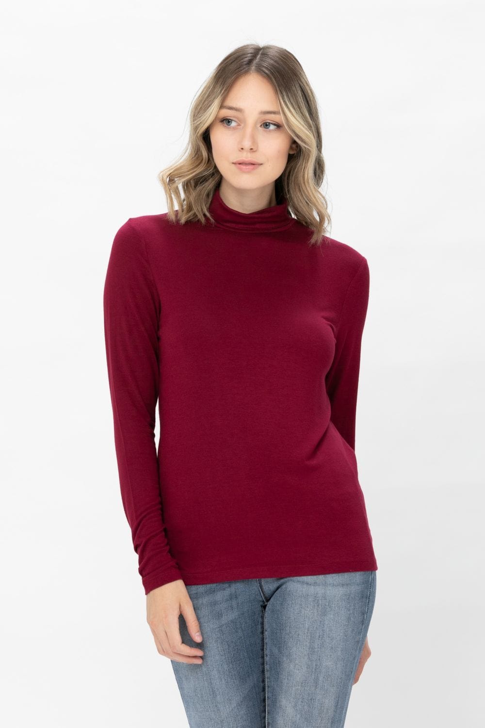 Long Sleeve Turtleneck Lightweight Soft Slim Active Shirt Jersey