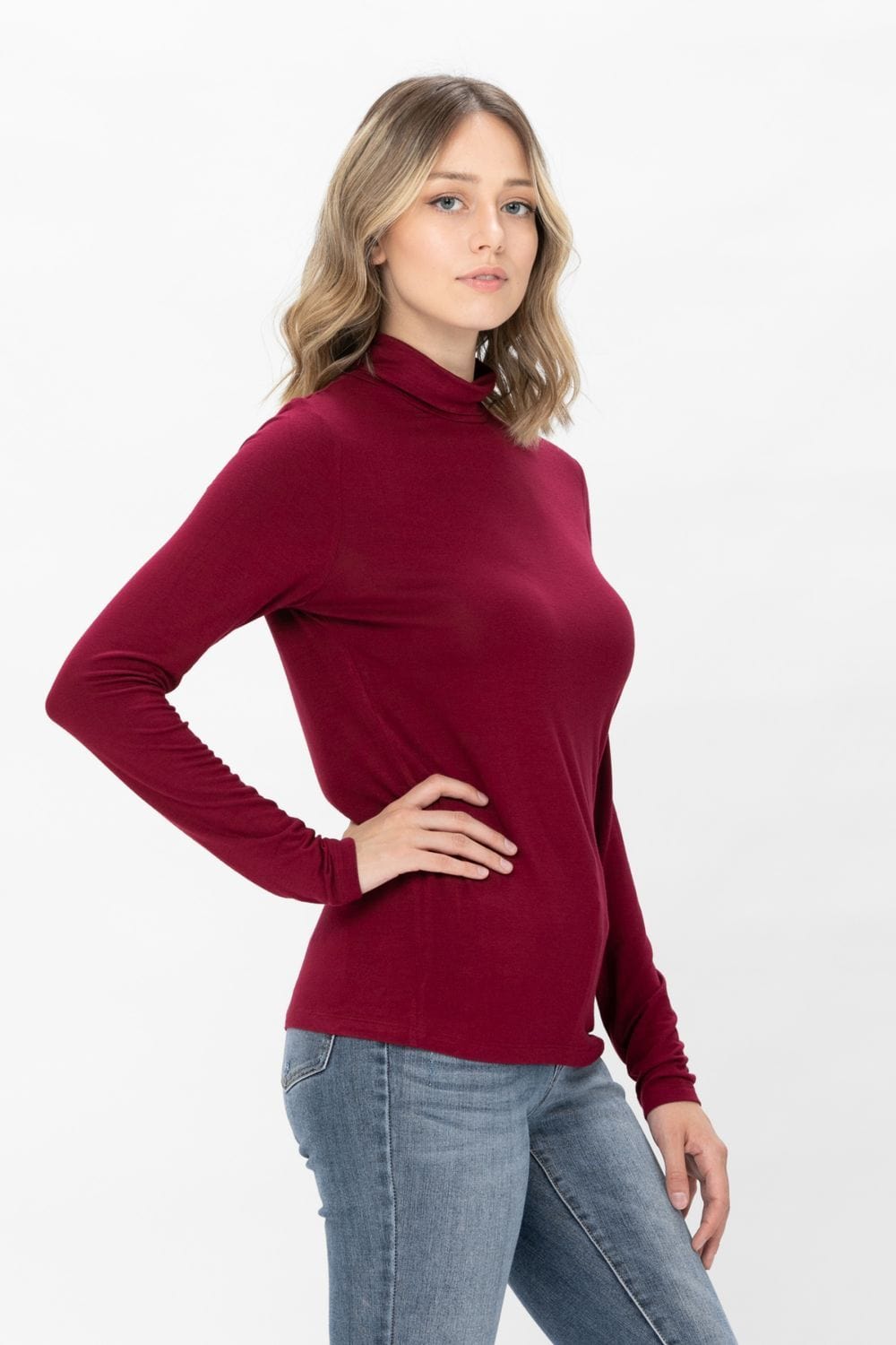 Long Sleeve Turtleneck Lightweight Soft Slim Active Shirt Jersey