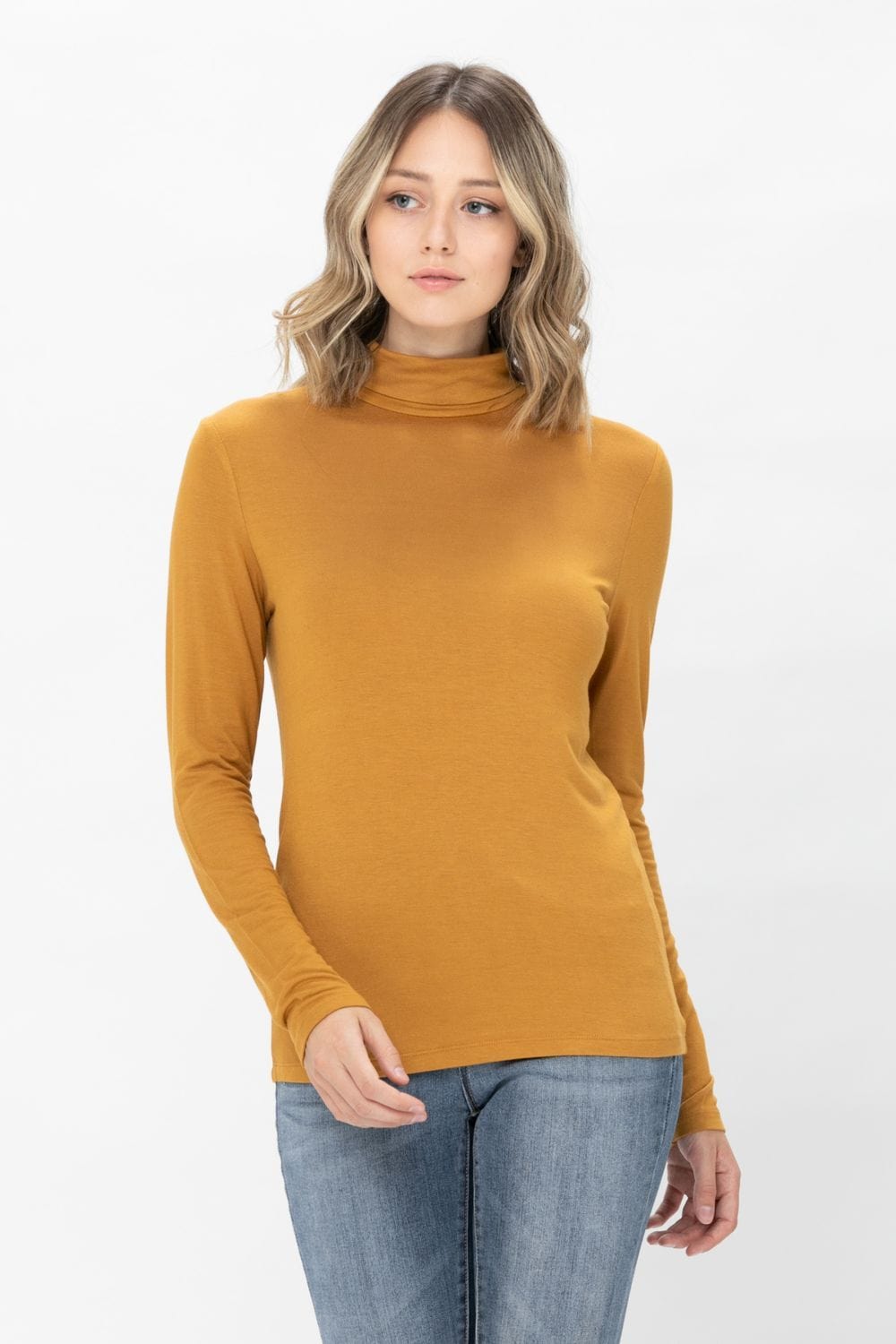 Long Sleeve Turtleneck Lightweight Soft Slim Active Shirt Jersey