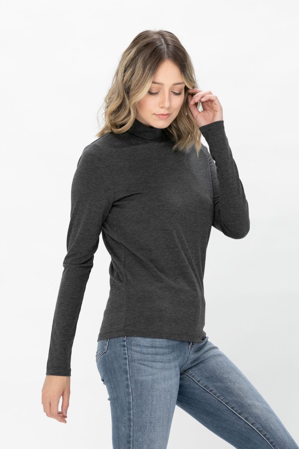 Long Sleeve Turtleneck Lightweight Soft Slim Active Shirt Jersey