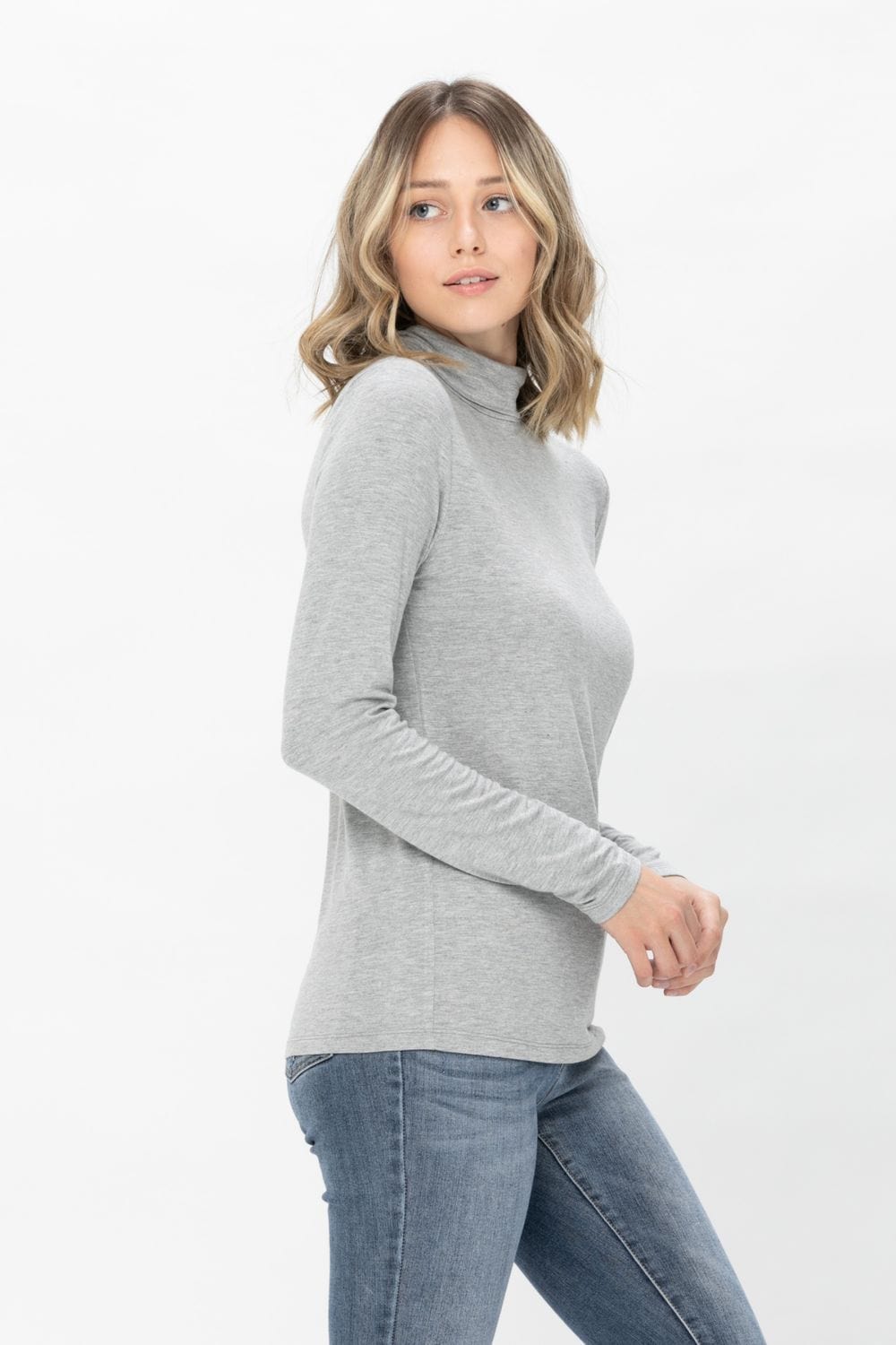 Long Sleeve Turtleneck Lightweight Soft Slim Active Shirt Jersey