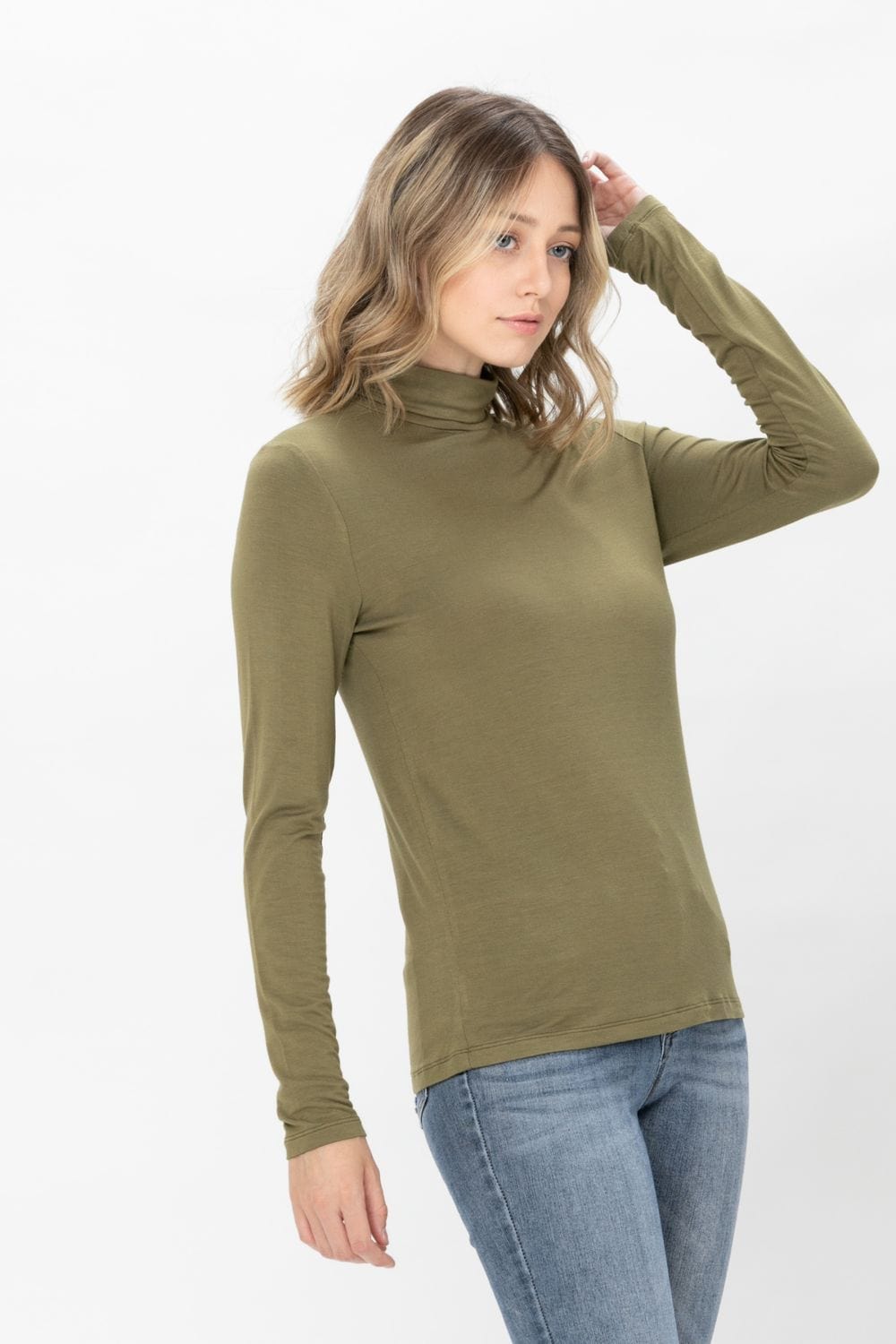 Long Sleeve Turtleneck Lightweight Soft Slim Active Shirt Jersey