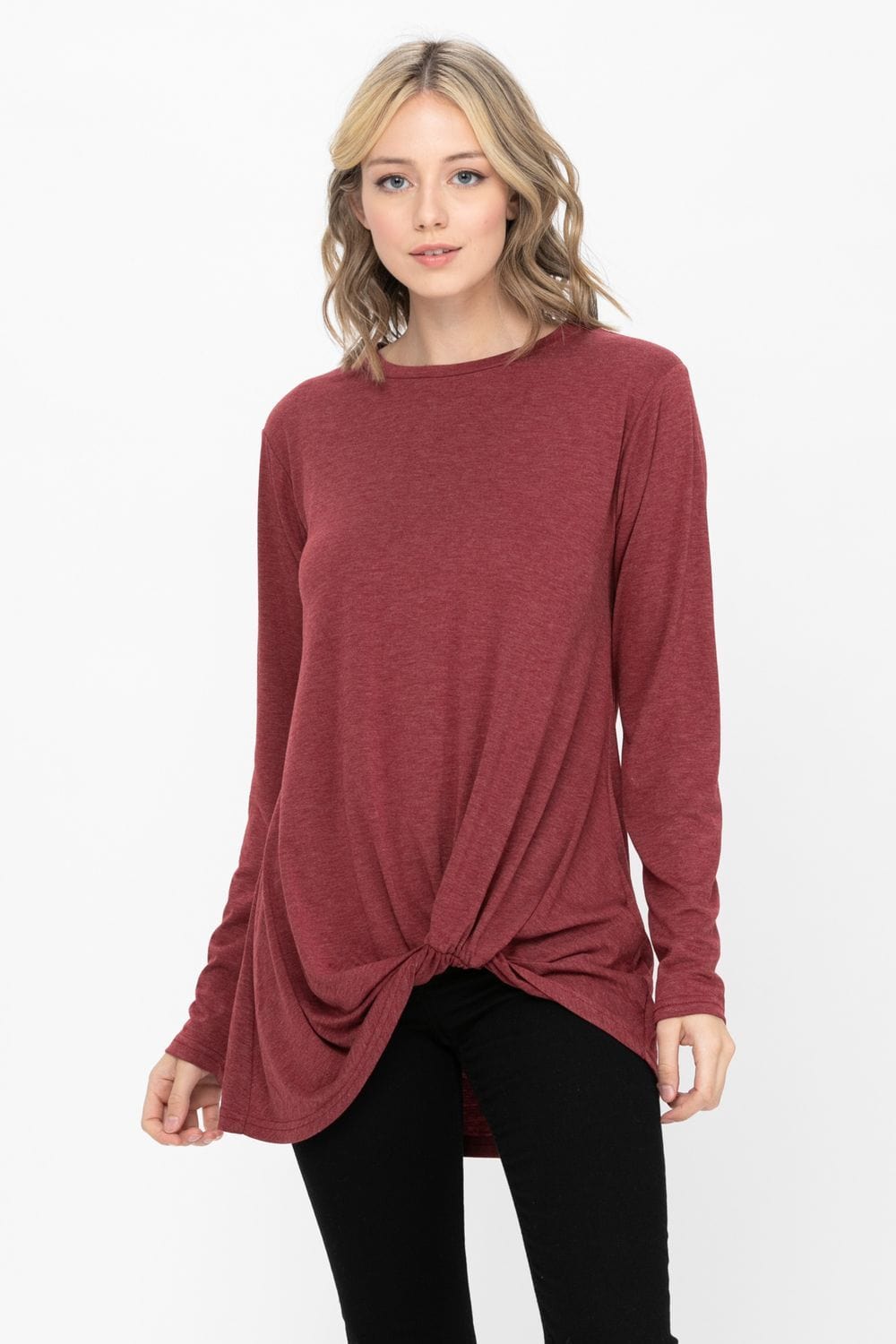 Comfy Soft Casual Twist Knot Tunics Tops Blouses T Shirts