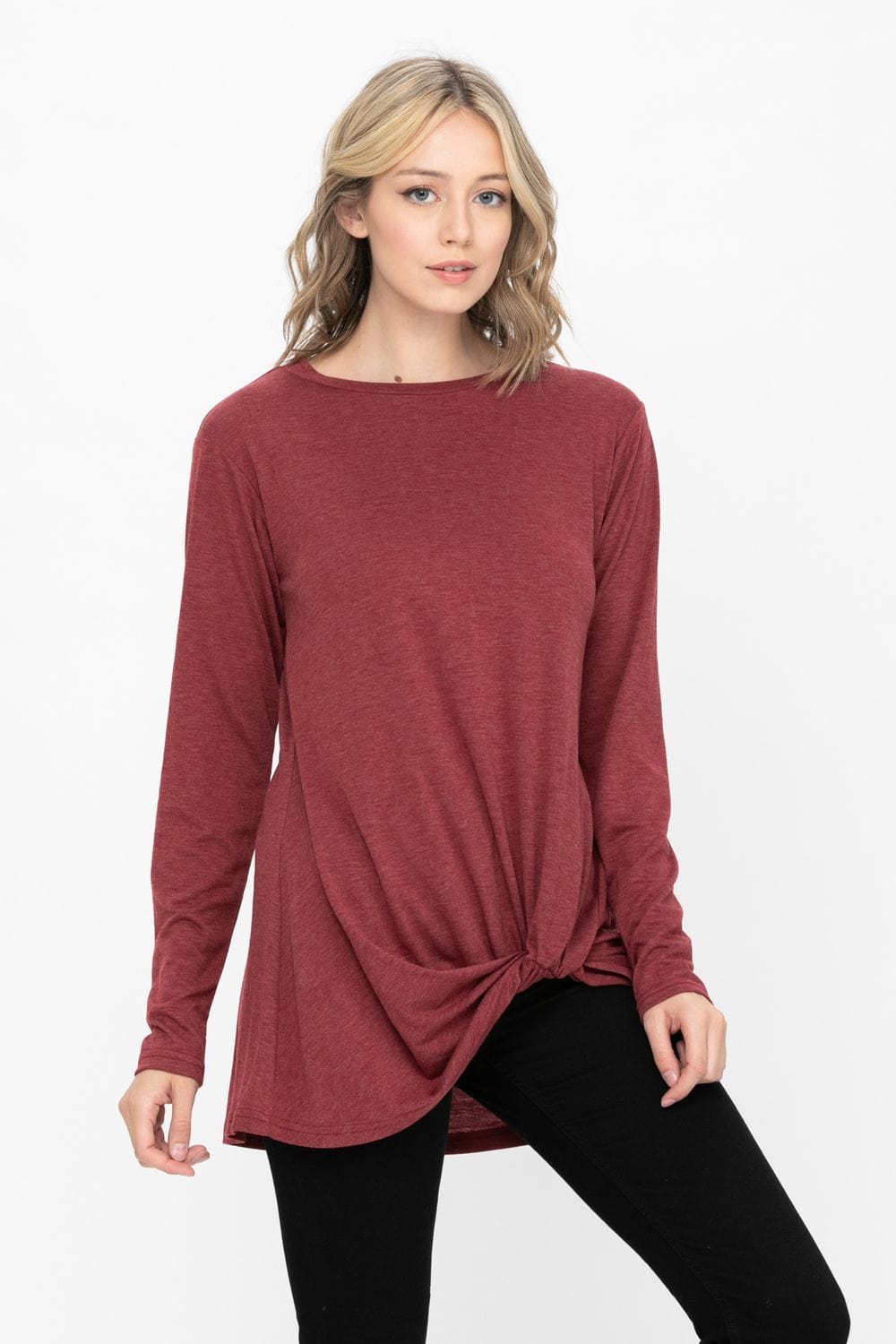 Comfy Soft Casual Twist Knot Tunics Tops Blouses T Shirts