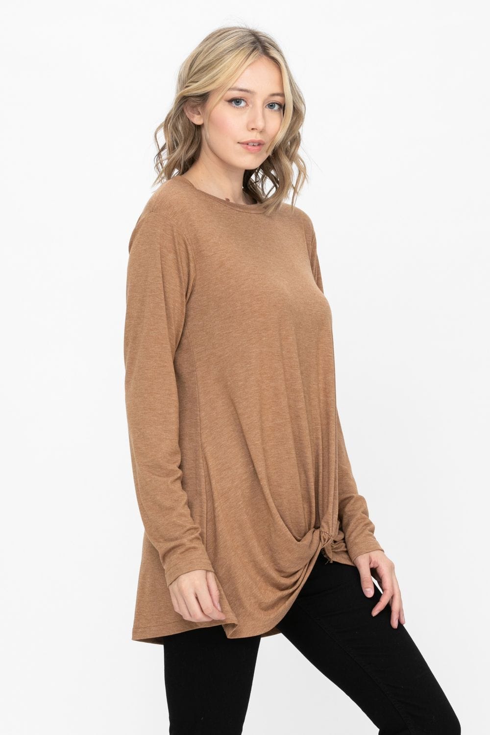 Comfy Soft Casual Twist Knot Tunics Tops Blouses T Shirts