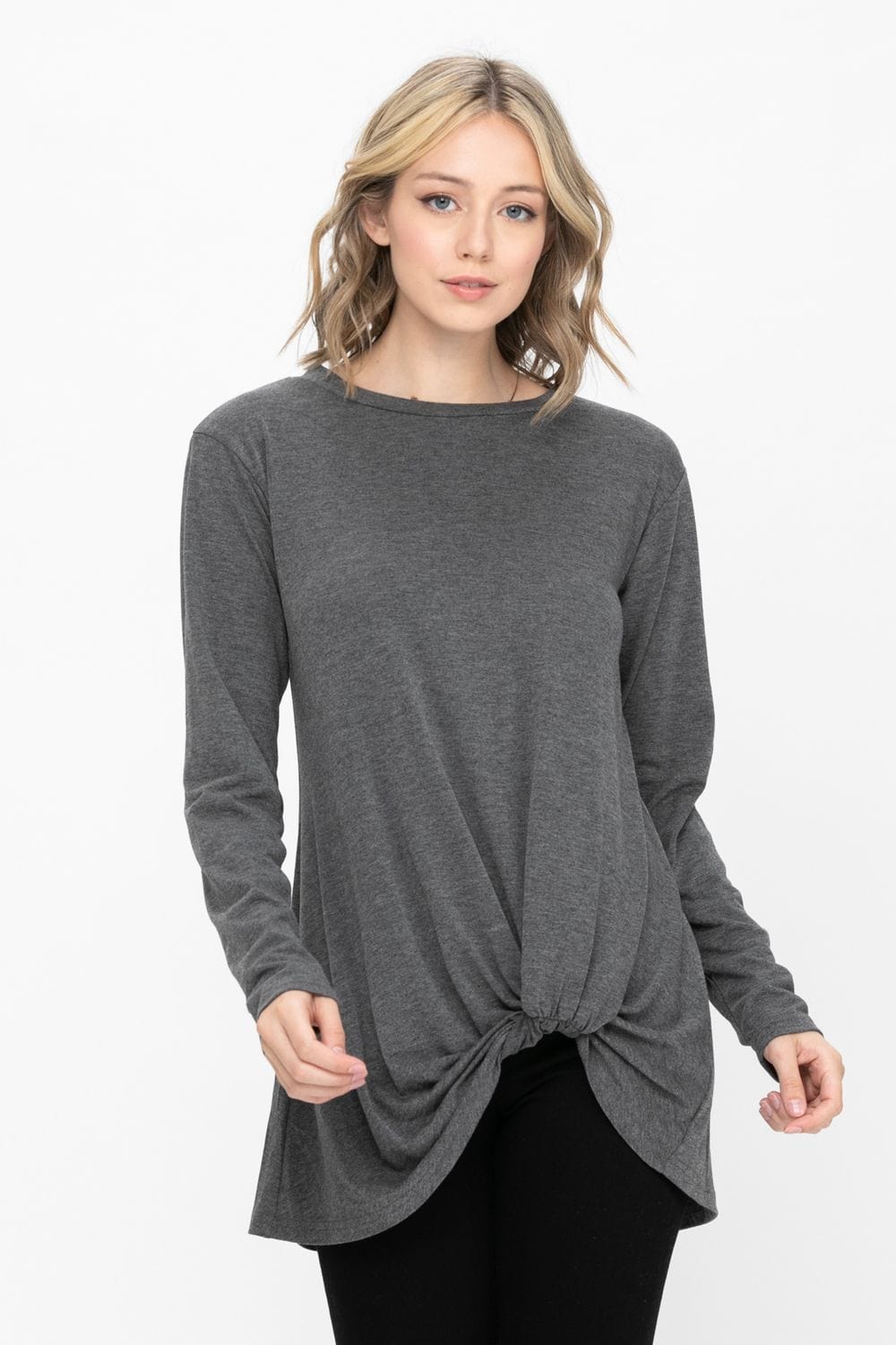 Comfy Soft Casual Twist Knot Tunics Tops Blouses T Shirts