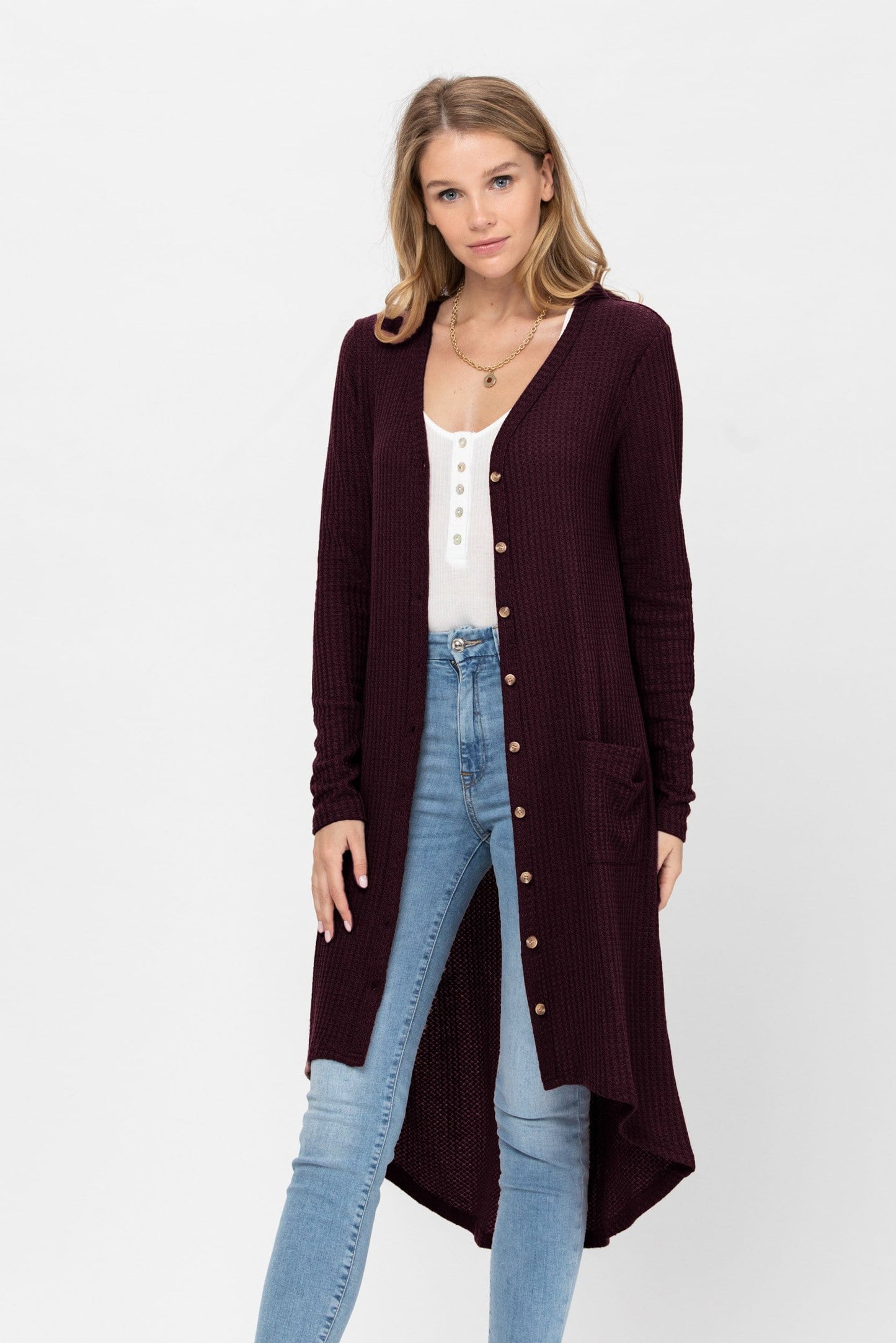 Long Sleeve Button Down Solid Color Knit Cardigans with Pockets