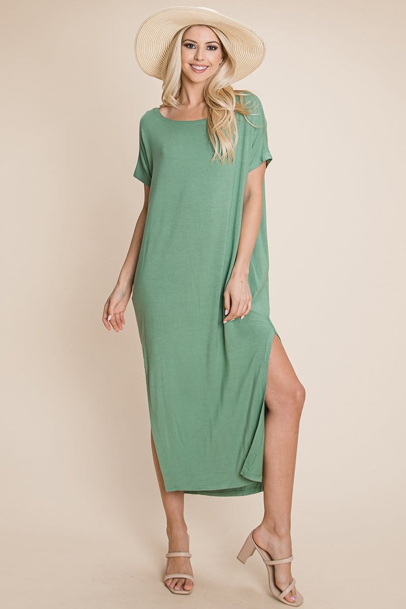 Side Split Maxi Tee Dress 7921