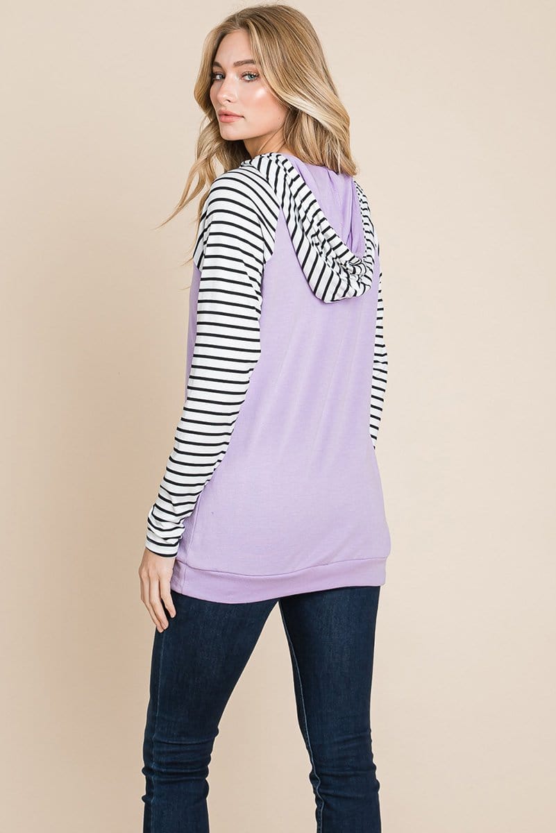 Color Block Striped Double Hoodie Sweatshirts