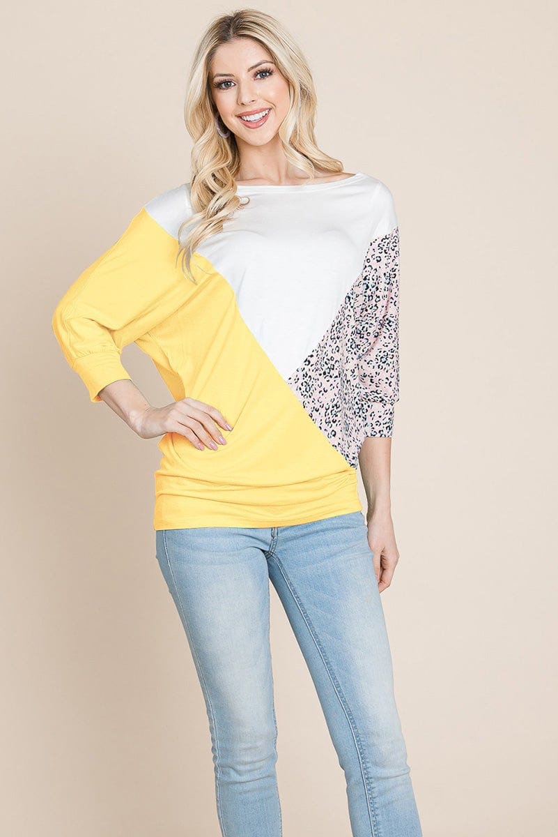 Color Block Knitted Dolman Sleeve Sweatshirts Top