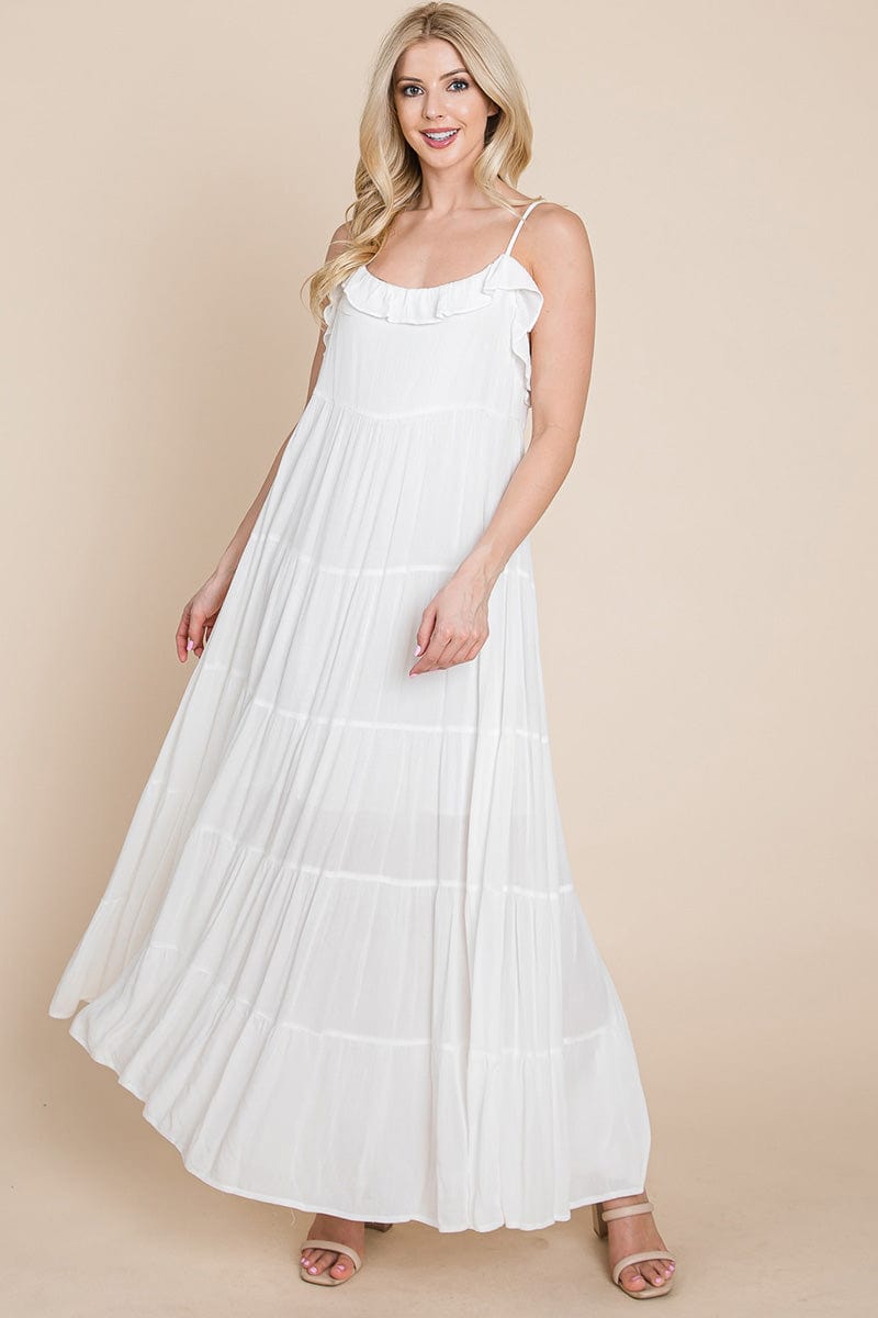 Tiered Tie Strap Cami Maxi Dress