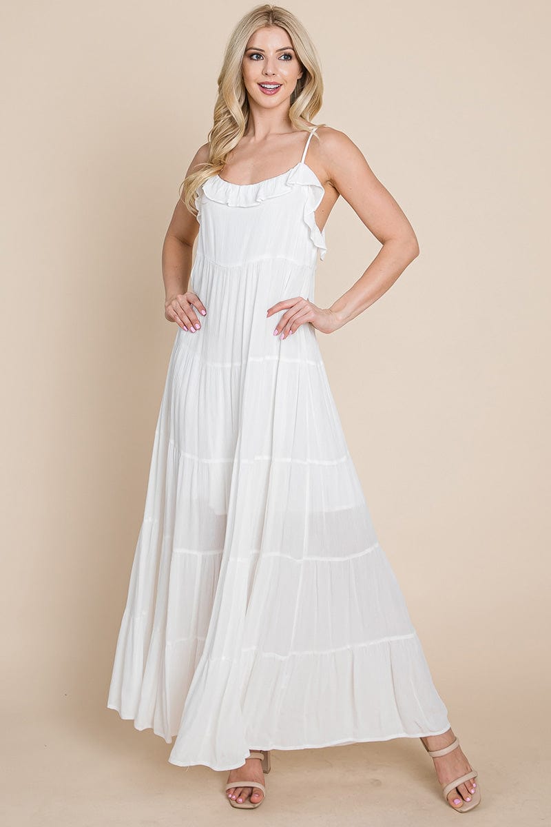 Tiered Tie Strap Cami Maxi Dress