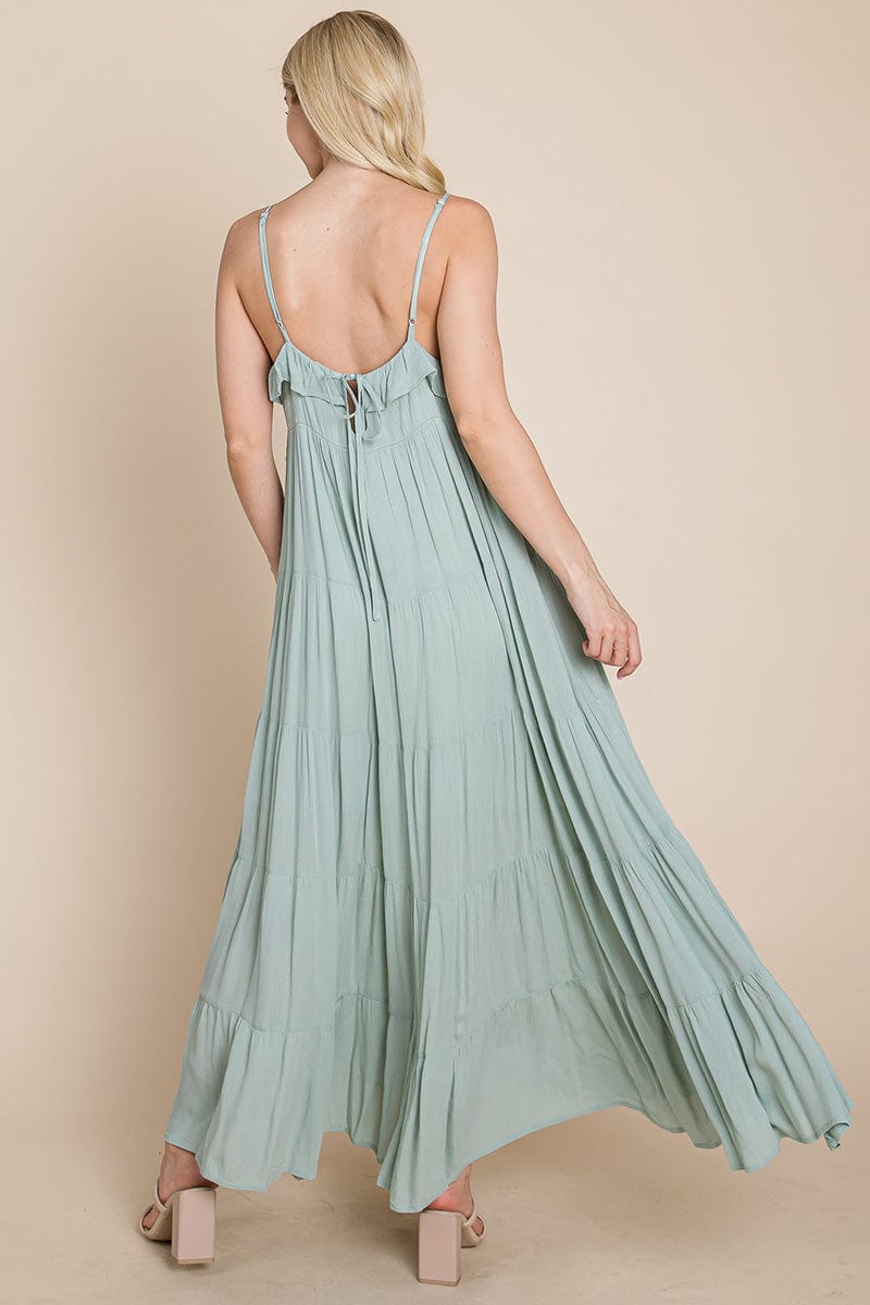 Tiered Tie Strap Cami Maxi Dress