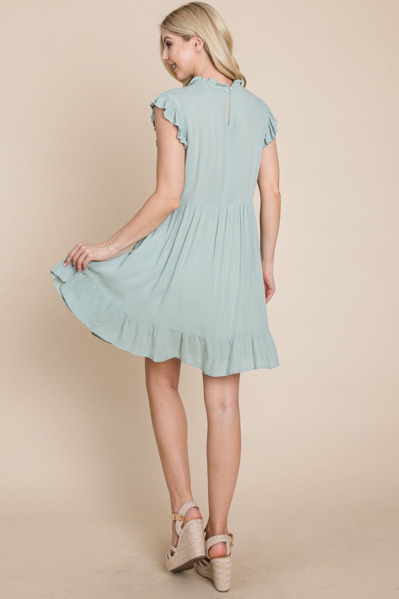 Ruffled Sleeveless Babydoll dress with pockets