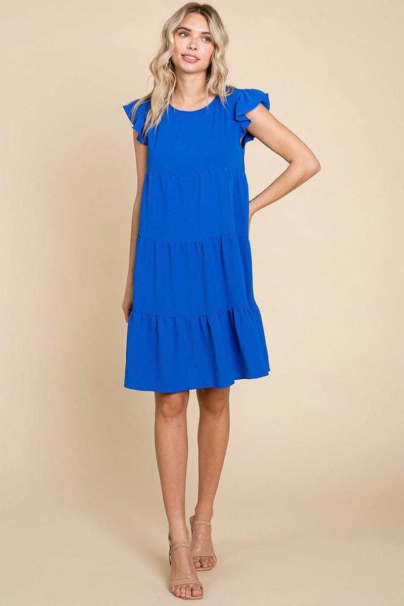 Tiered Babydoll Ruffle Sleeve Dress, S-3X