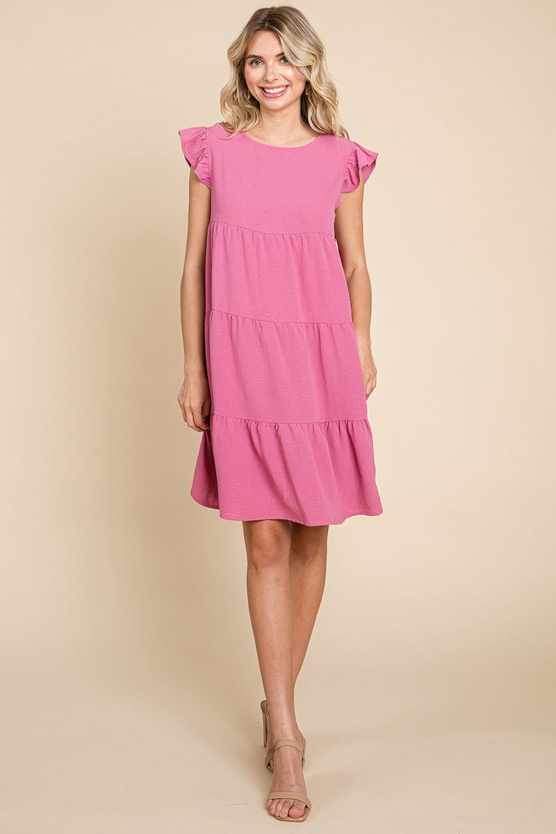 Tiered Babydoll Ruffle Sleeve Dress, S-3X