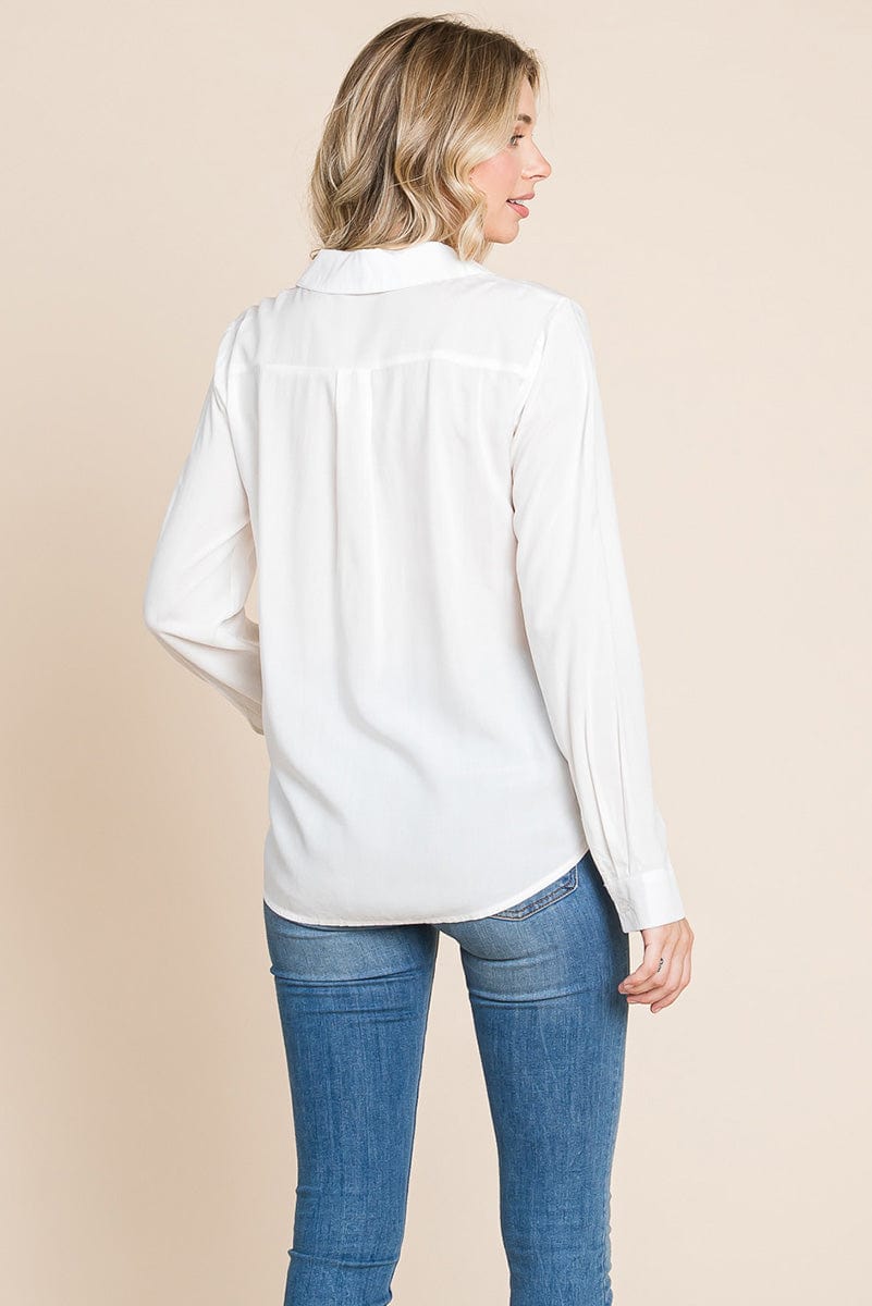 V neck Front Zip up Long Sleeve Top