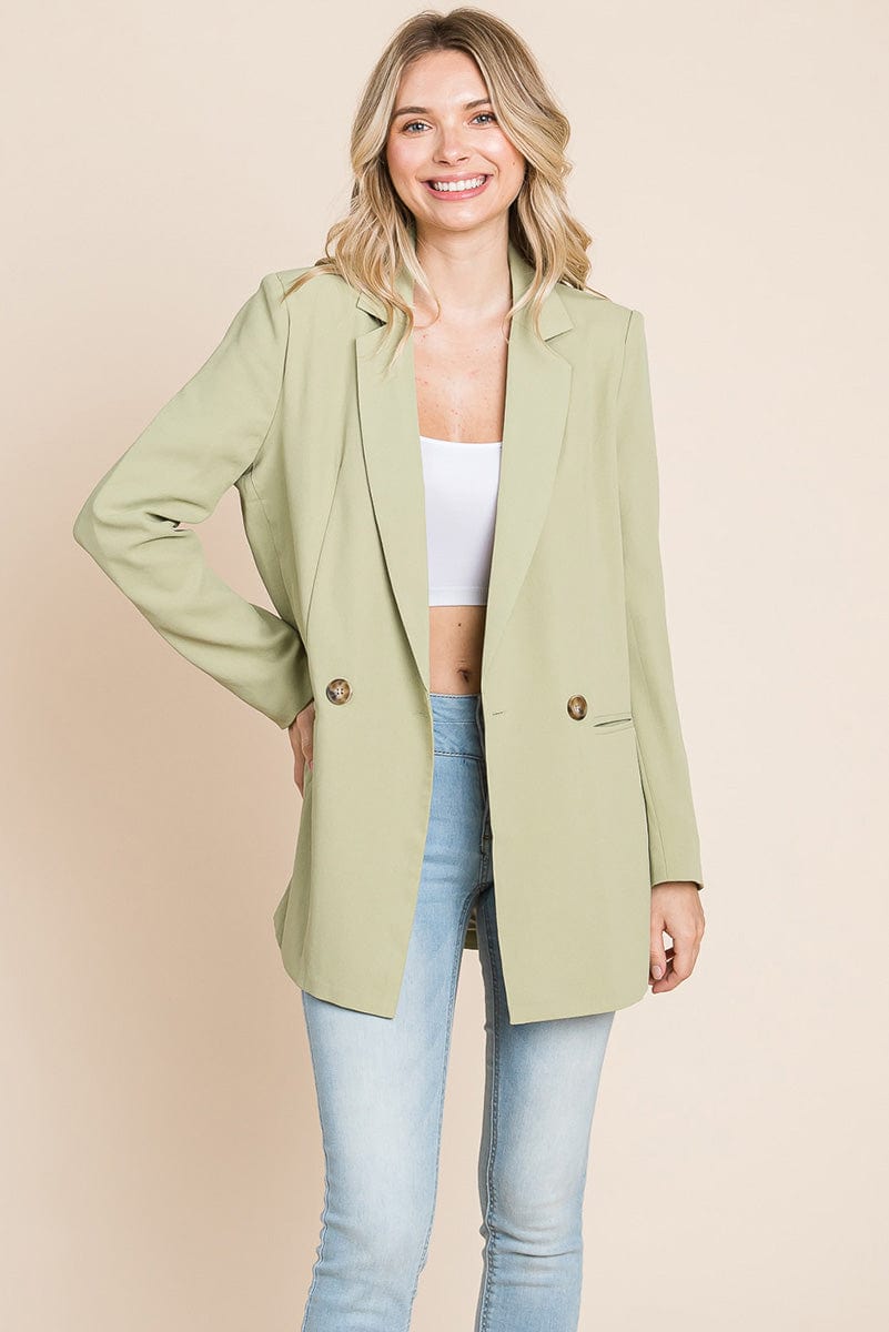 Long Double Breasted Lapel Collar Blazers