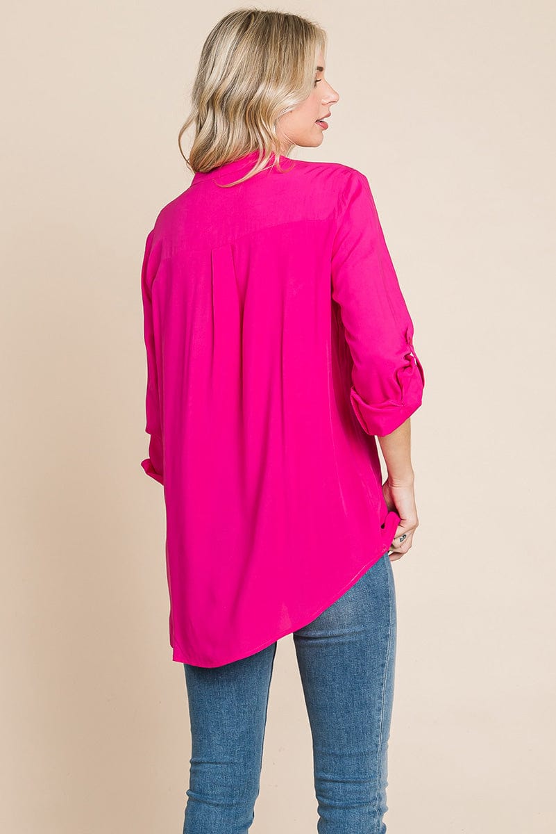 V neck Lace Long Sleeve Cotton Blouse Tops