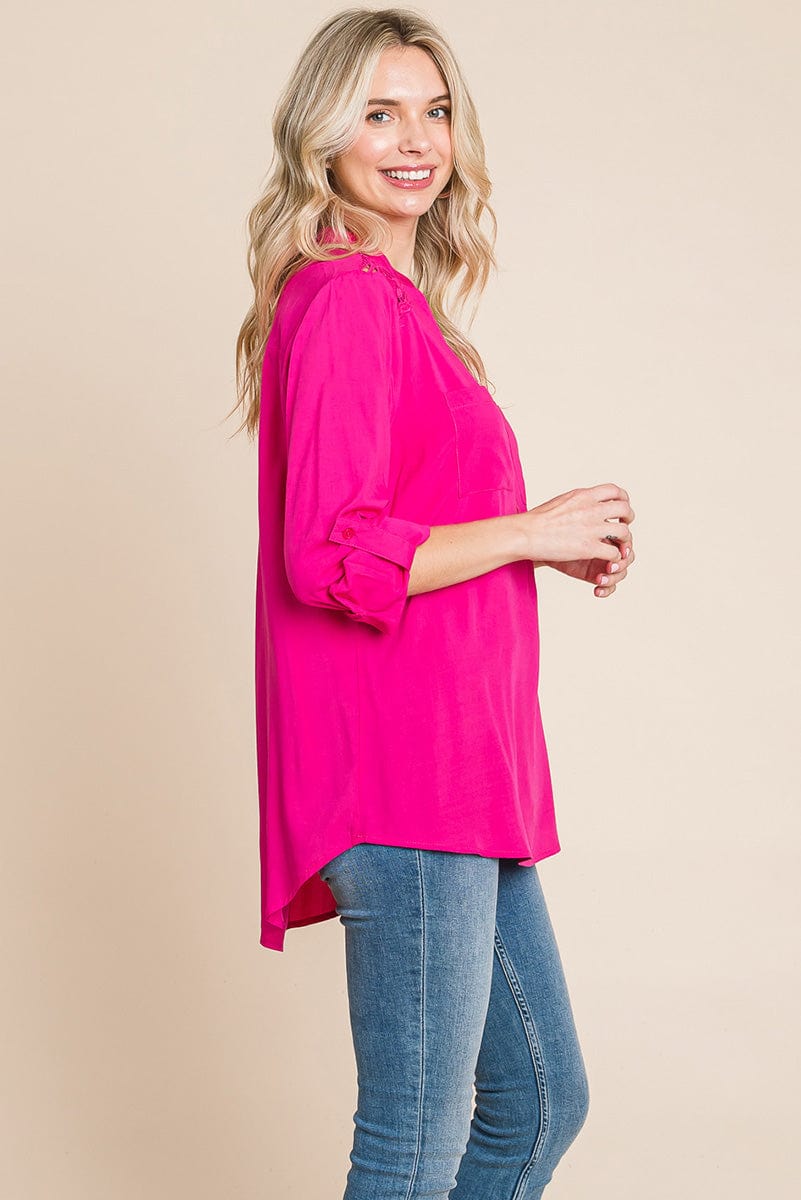 V neck Lace Long Sleeve Cotton Blouse Tops